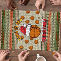 Basketball Winter Christmas Puzzle Xmas Holiday Patterns - Wonder Print Shop
