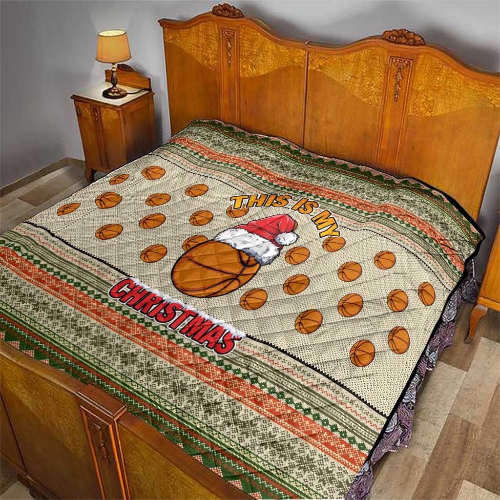 Basketball Winter Christmas Quilt Xmas Holiday Patterns - Wonder Print Shop