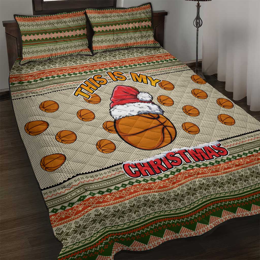Basketball Winter Christmas Quilt Bed Set Xmas Holiday Patterns - Wonder Print Shop