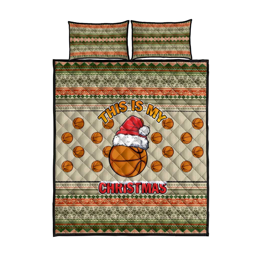 Basketball Winter Christmas Quilt Bed Set Xmas Holiday Patterns - Wonder Print Shop