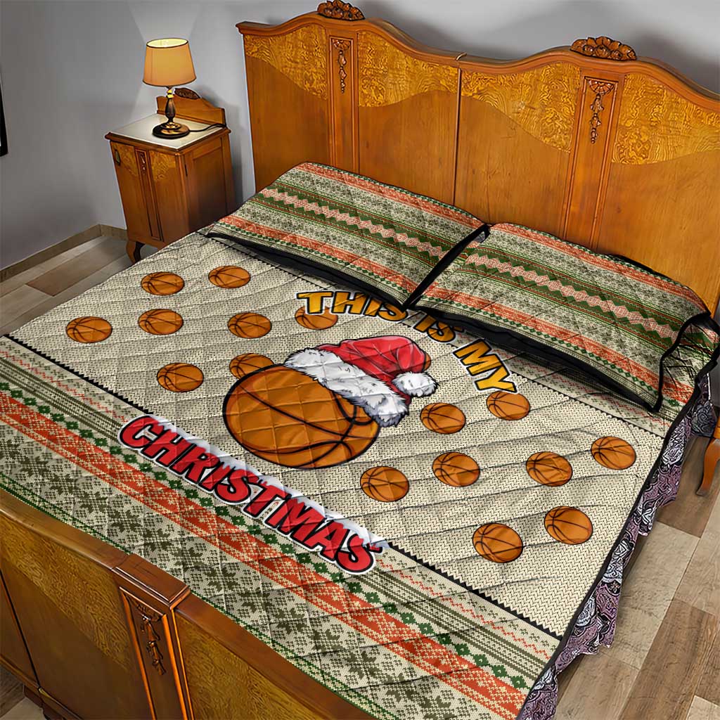 Basketball Winter Christmas Quilt Bed Set Xmas Holiday Patterns - Wonder Print Shop