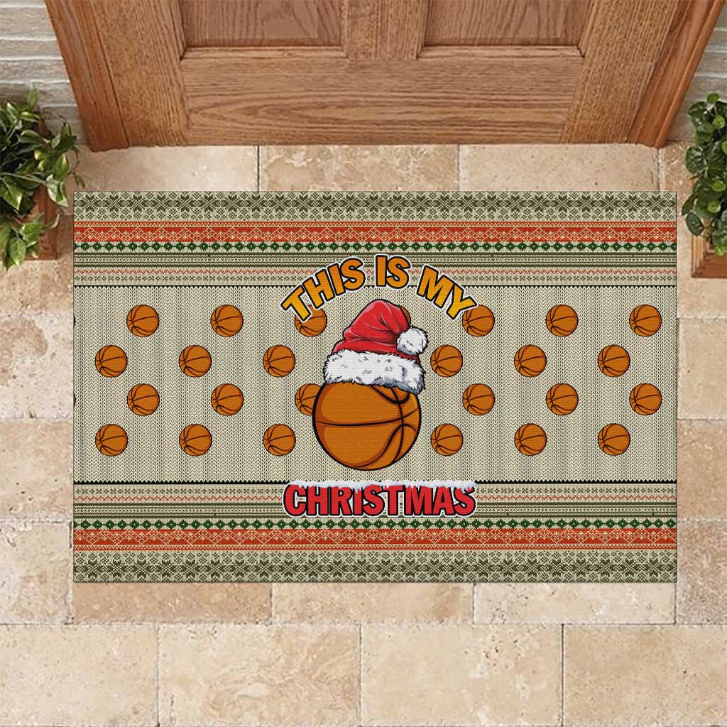 Basketball Winter Christmas Rubber Doormat Xmas Holiday Patterns - Wonder Print Shop