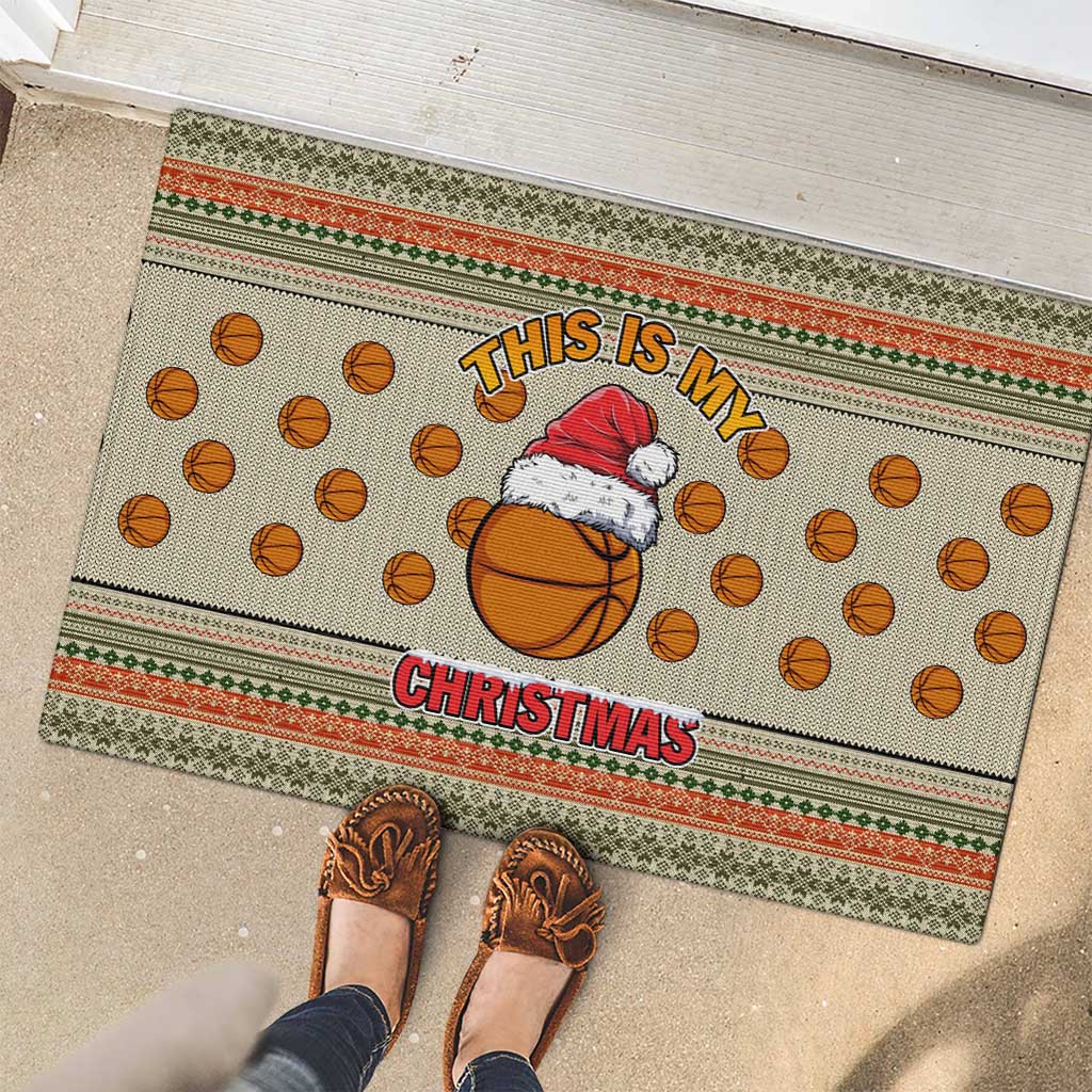 Basketball Winter Christmas Rubber Doormat Xmas Holiday Patterns - Wonder Print Shop