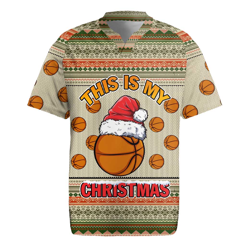 Basketball Winter Christmas Rugby Jersey Xmas Holiday Patterns - Wonder Print Shop