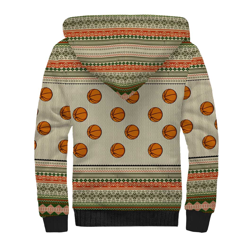 Basketball Winter Christmas Sherpa Hoodie Xmas Holiday Patterns - Wonder Print Shop