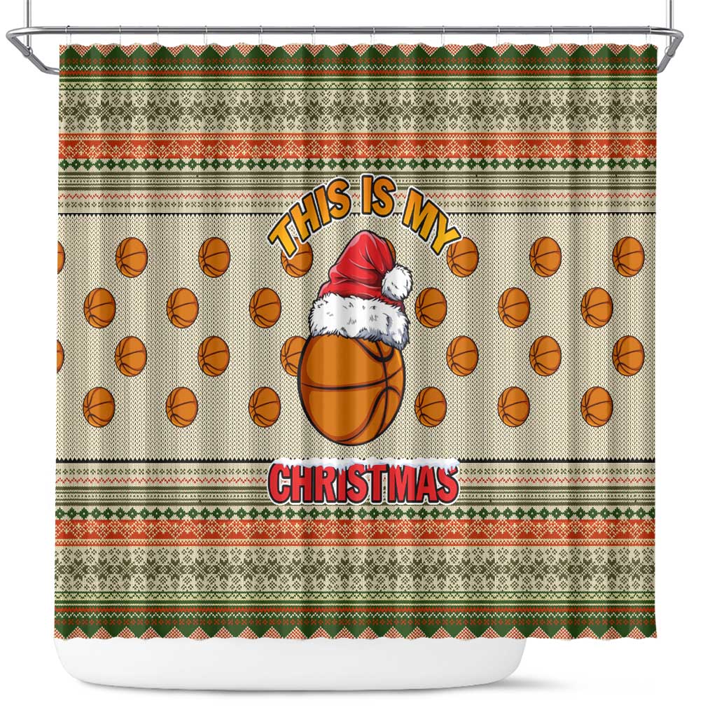Basketball Winter Christmas Shower Curtain Xmas Holiday Patterns - Wonder Print Shop