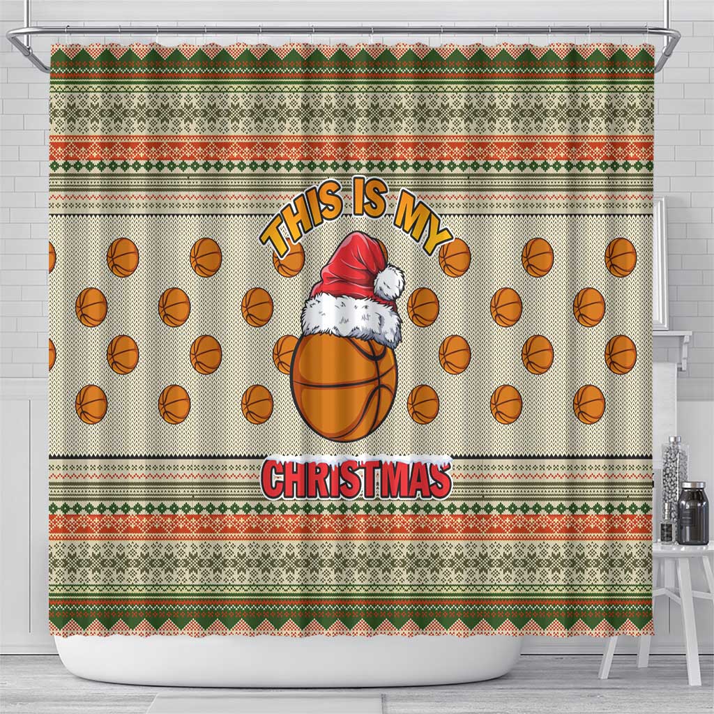 Basketball Winter Christmas Shower Curtain Xmas Holiday Patterns - Wonder Print Shop