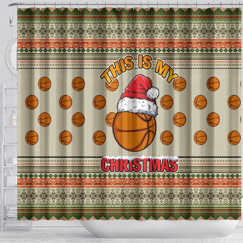 Basketball Winter Christmas Shower Curtain Xmas Holiday Patterns - Wonder Print Shop