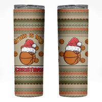 Basketball Winter Christmas Skinny Tumbler Xmas Holiday Patterns - Wonder Print Shop