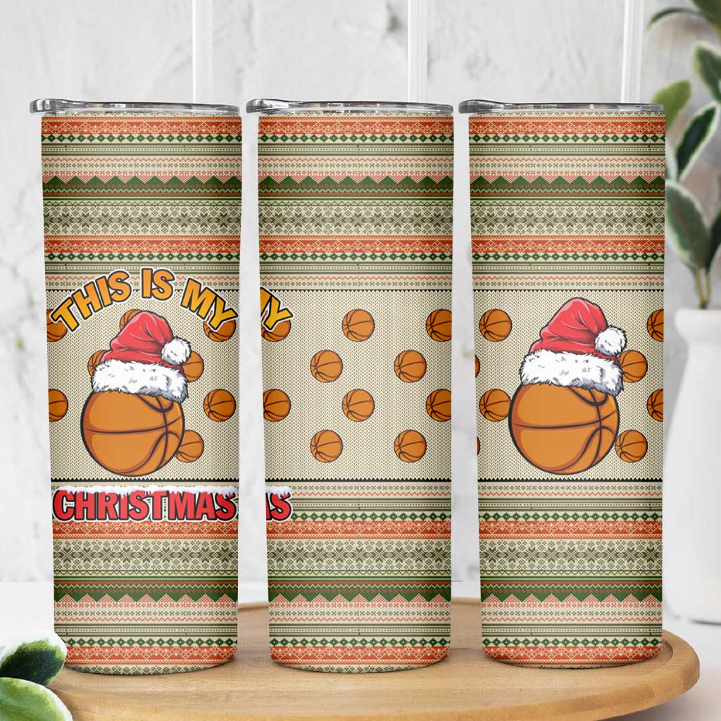 Basketball Winter Christmas Skinny Tumbler Xmas Holiday Patterns - Wonder Print Shop