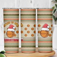 Basketball Winter Christmas Skinny Tumbler Xmas Holiday Patterns - Wonder Print Shop