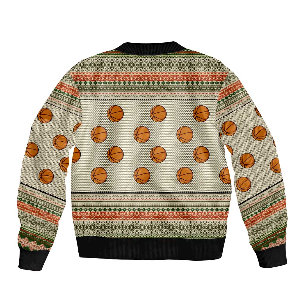 Basketball Winter Christmas Sleeve Zip Bomber Jacket Xmas Holiday Patterns - Wonder Print Shop