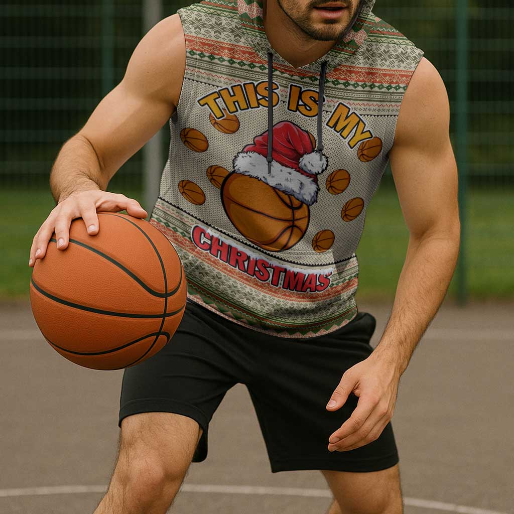 Basketball Winter Christmas Sleeveless Hoodie Xmas Holiday Patterns - Wonder Print Shop
