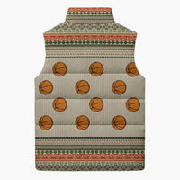 Basketball Winter Christmas Sleeveless Puffer Jacket Xmas Holiday Patterns - Wonder Print Shop