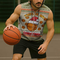 Basketball Winter Christmas Sleeveless Zip Hoodie Xmas Holiday Patterns - Wonder Print Shop