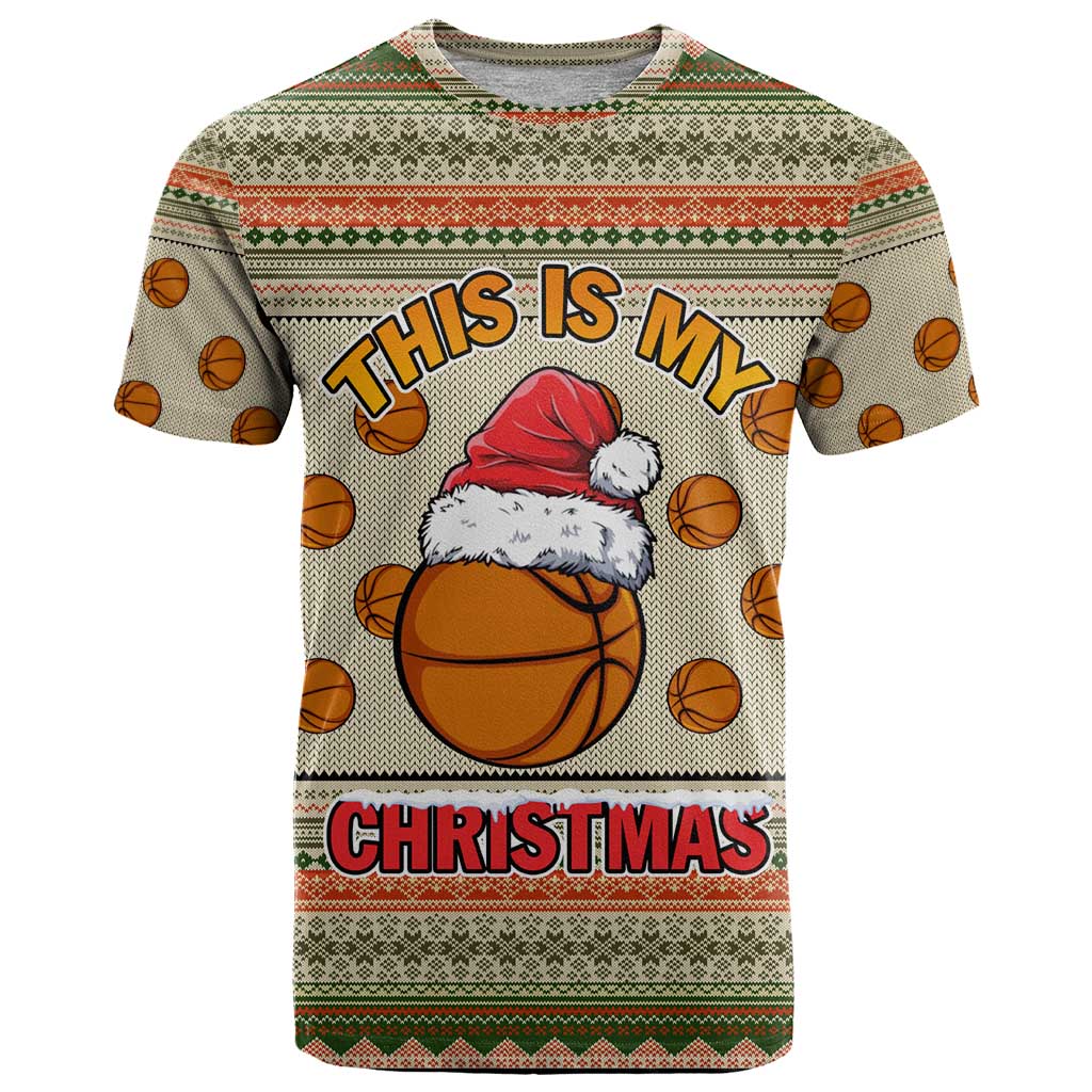 Basketball Winter Christmas T Shirt Xmas Holiday Patterns - Wonder Print Shop