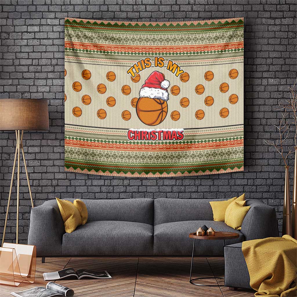 Basketball Winter Christmas Tapestry Xmas Holiday Patterns - Wonder Print Shop