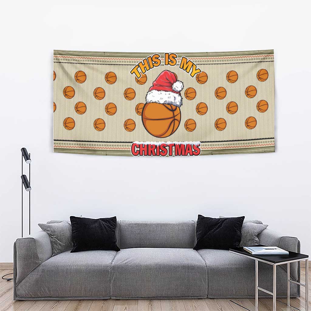 Basketball Winter Christmas Tapestry Xmas Holiday Patterns - Wonder Print Shop
