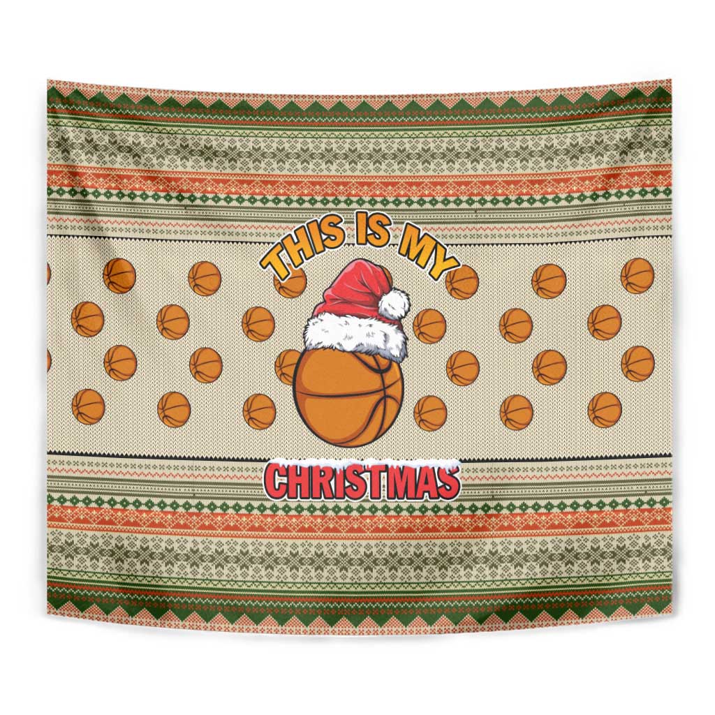 Basketball Winter Christmas Tapestry Xmas Holiday Patterns - Wonder Print Shop
