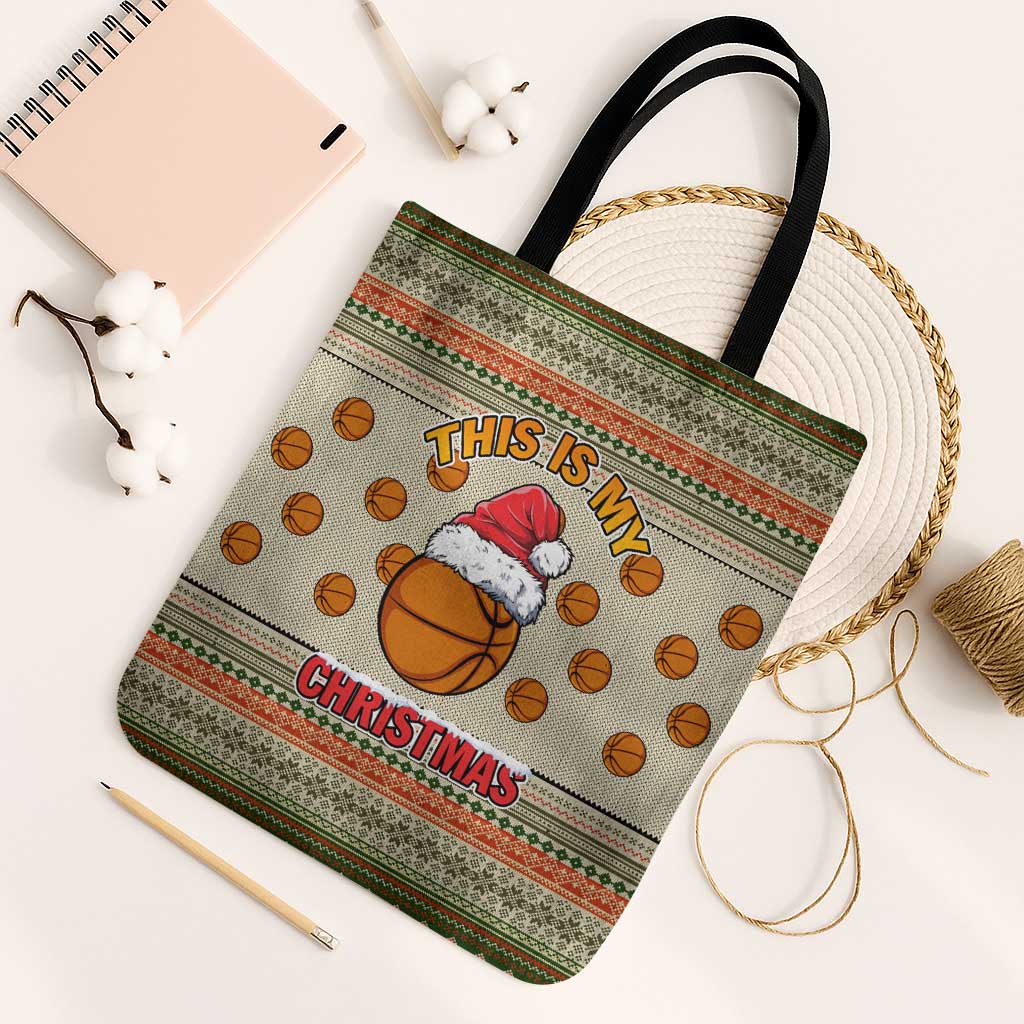 Basketball Winter Christmas Tote Bag Xmas Holiday Patterns - Wonder Print Shop