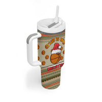 Basketball Winter Christmas Tumbler With Handle Xmas Holiday Patterns - Wonder Print Shop