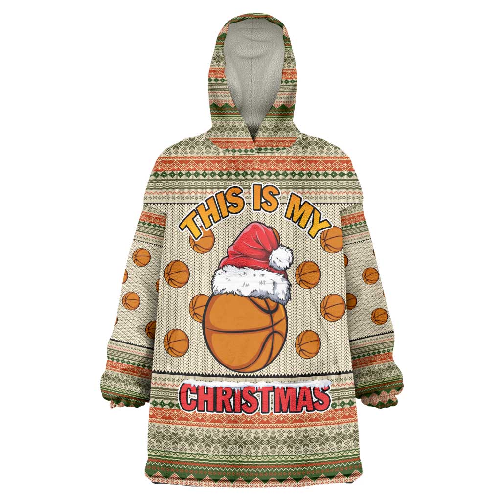 Basketball Winter Christmas Wearable Blanket Hoodie Xmas Holiday Patterns - Wonder Print Shop