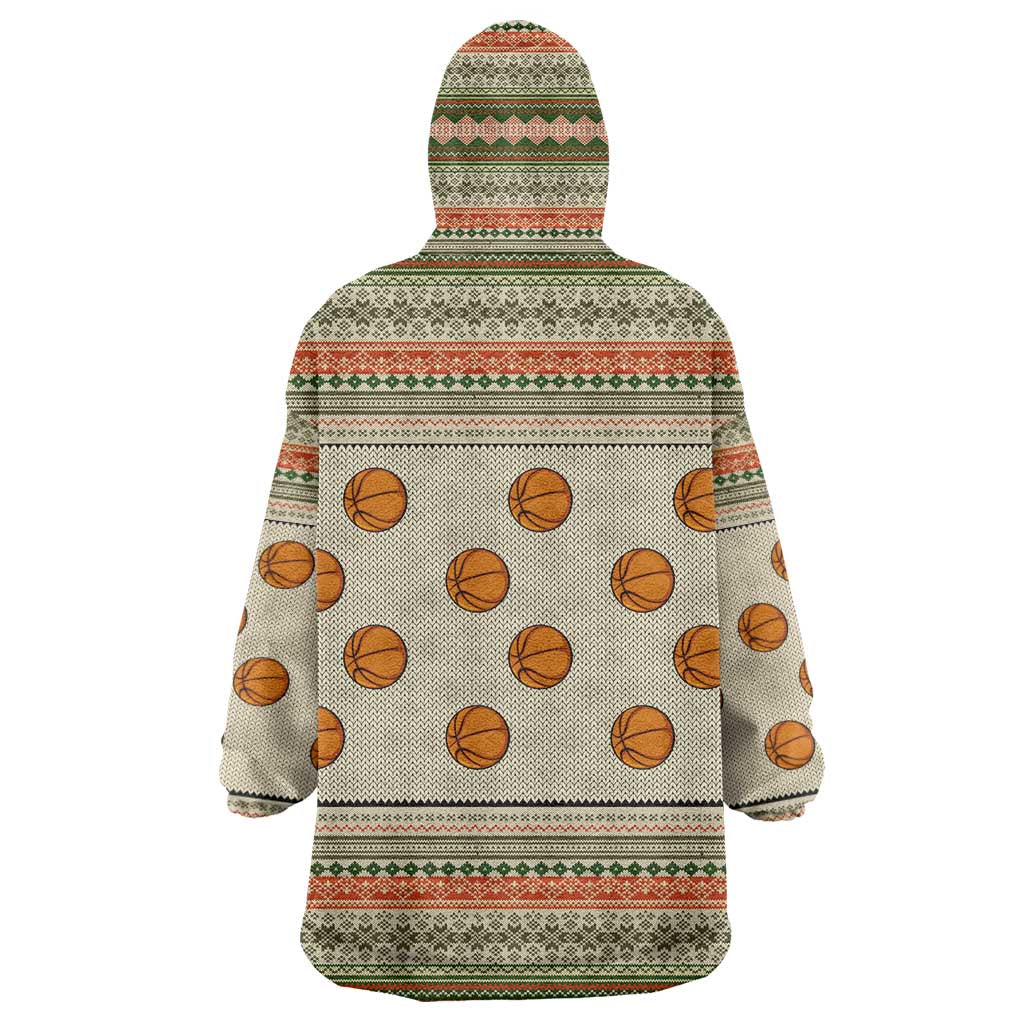 Basketball Winter Christmas Wearable Blanket Hoodie Xmas Holiday Patterns - Wonder Print Shop