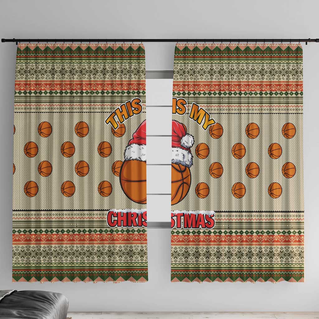 Basketball Winter Christmas Window Curtain Xmas Holiday Patterns - Wonder Print Shop