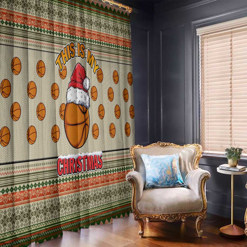 Basketball Winter Christmas Window Curtain Xmas Holiday Patterns - Wonder Print Shop
