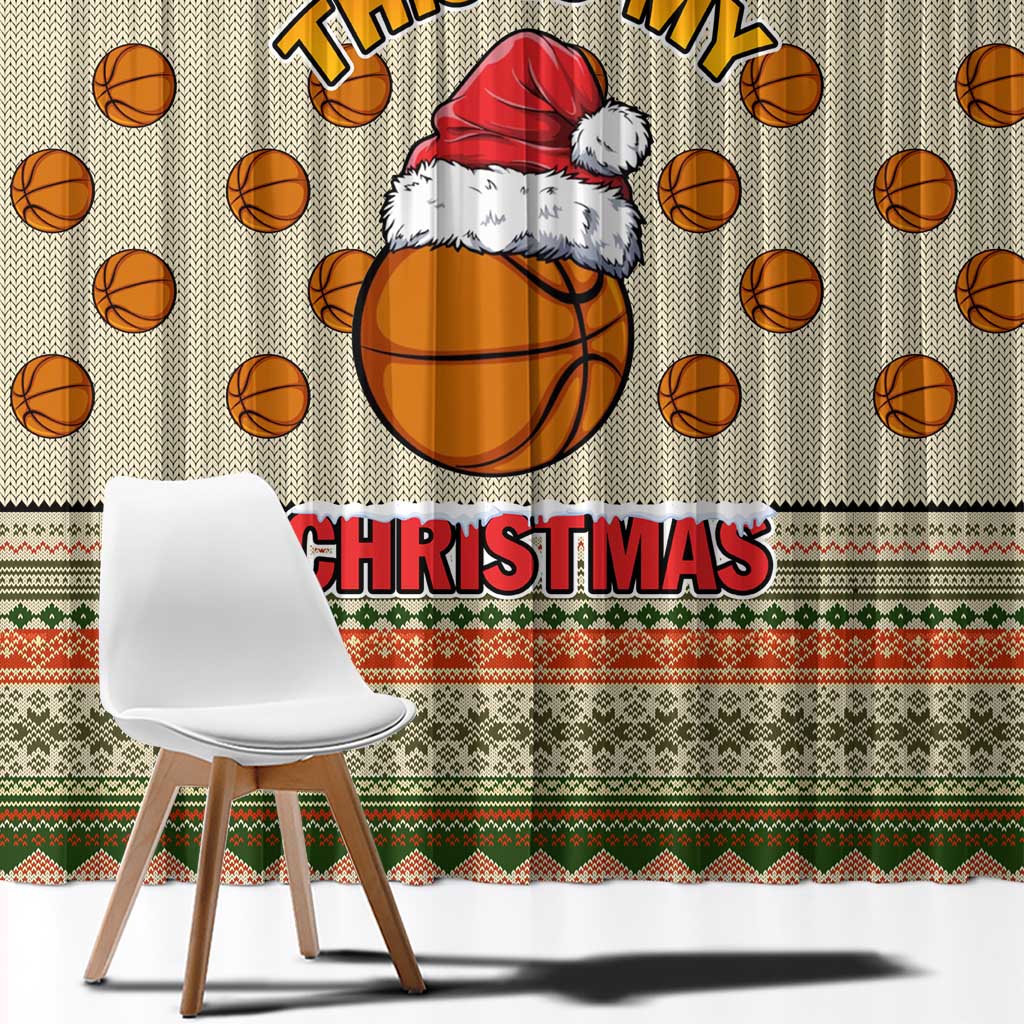 Basketball Winter Christmas Window Curtain Xmas Holiday Patterns - Wonder Print Shop