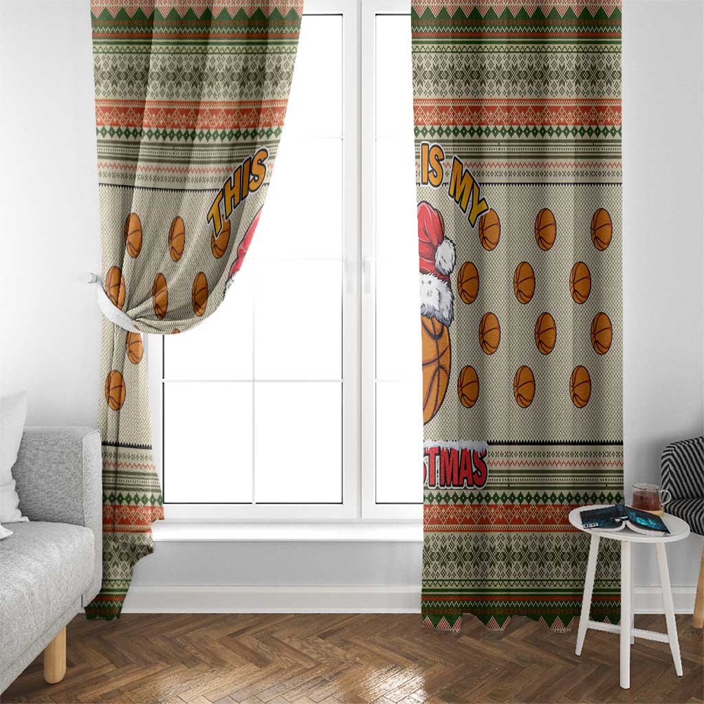 Basketball Winter Christmas Window Curtain Xmas Holiday Patterns - Wonder Print Shop