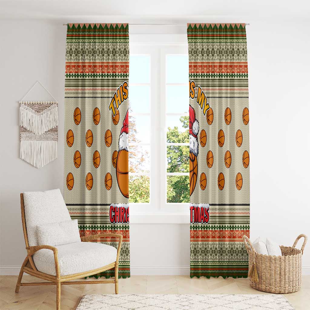 Basketball Winter Christmas Window Curtain Xmas Holiday Patterns - Wonder Print Shop
