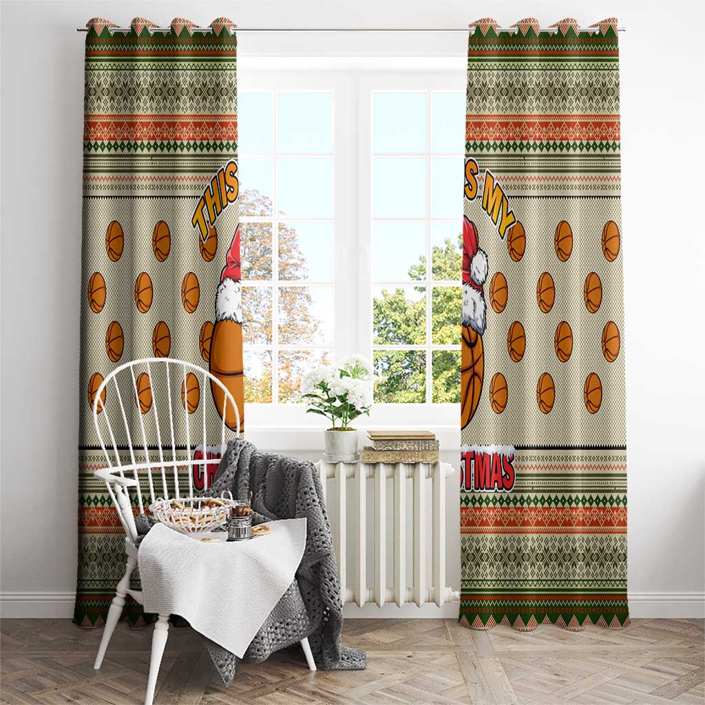Basketball Winter Christmas Window Curtain Xmas Holiday Patterns - Wonder Print Shop