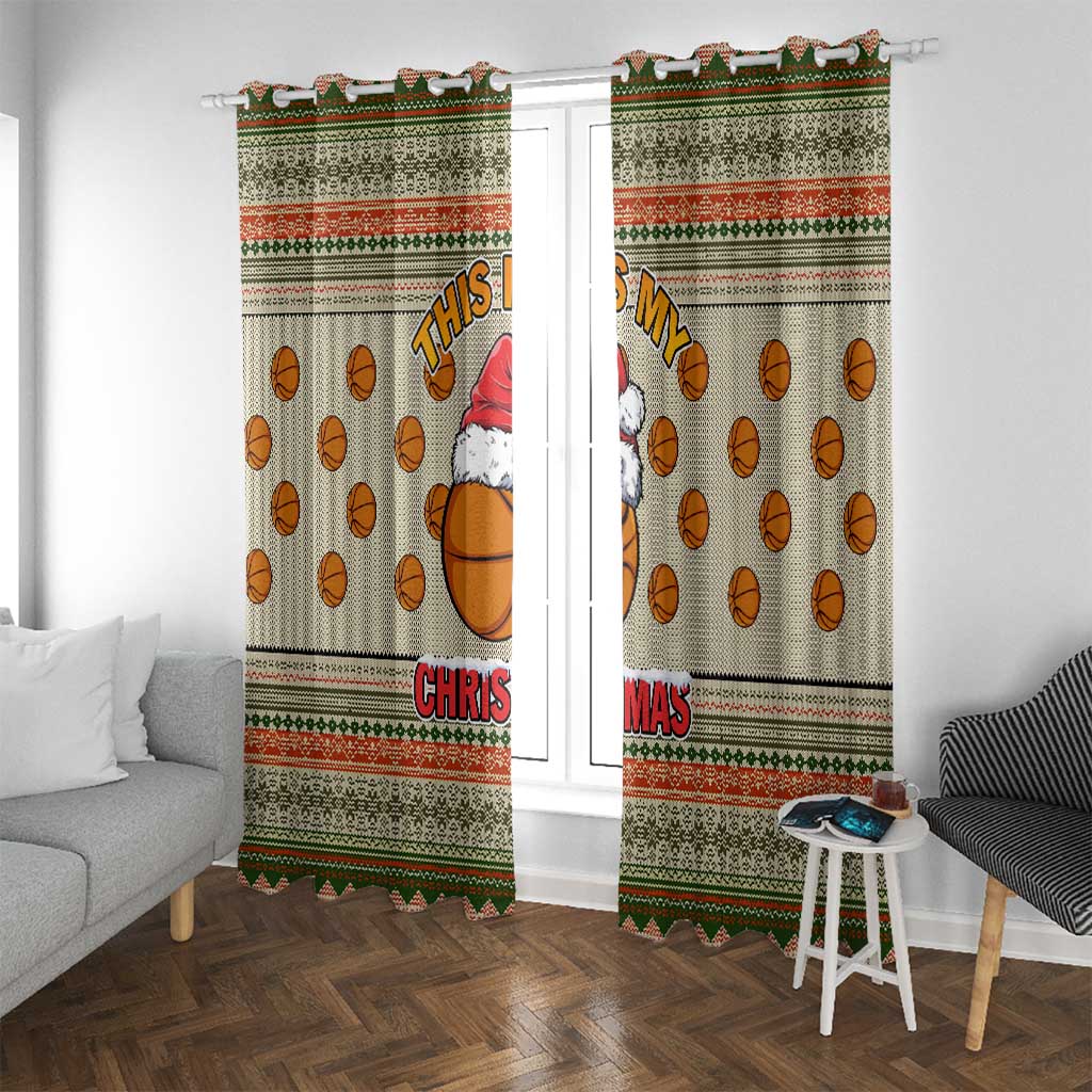 Basketball Winter Christmas Window Curtain Xmas Holiday Patterns - Wonder Print Shop