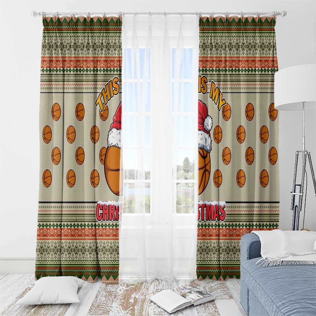 Basketball Winter Christmas Window Curtain Xmas Holiday Patterns - Wonder Print Shop