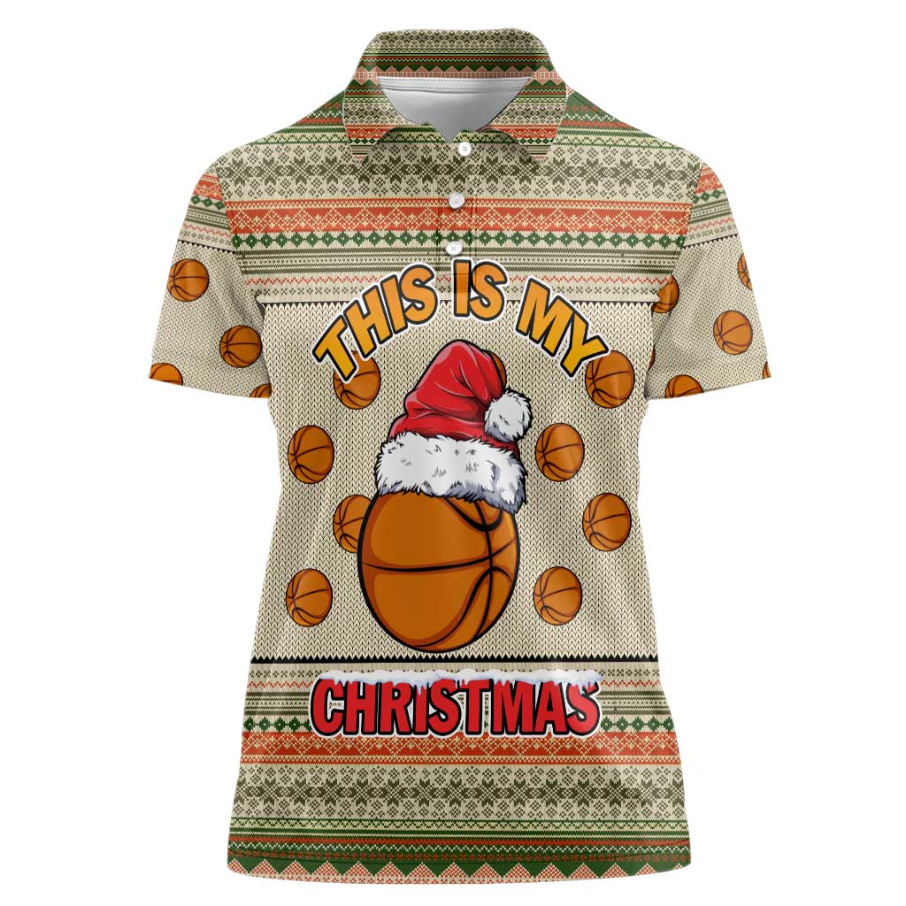 Basketball Winter Christmas Women Polo Shirt Xmas Holiday Patterns - Wonder Print Shop