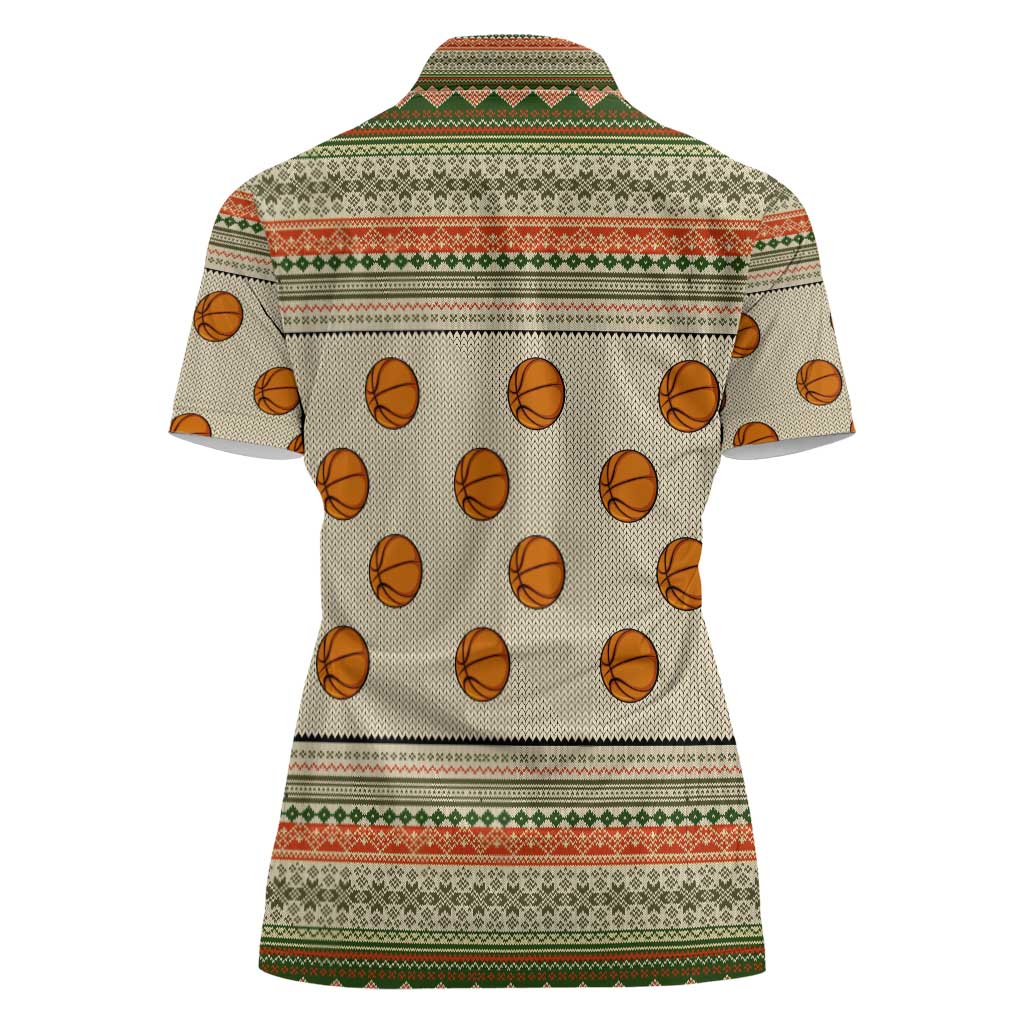 Basketball Winter Christmas Women Polo Shirt Xmas Holiday Patterns - Wonder Print Shop