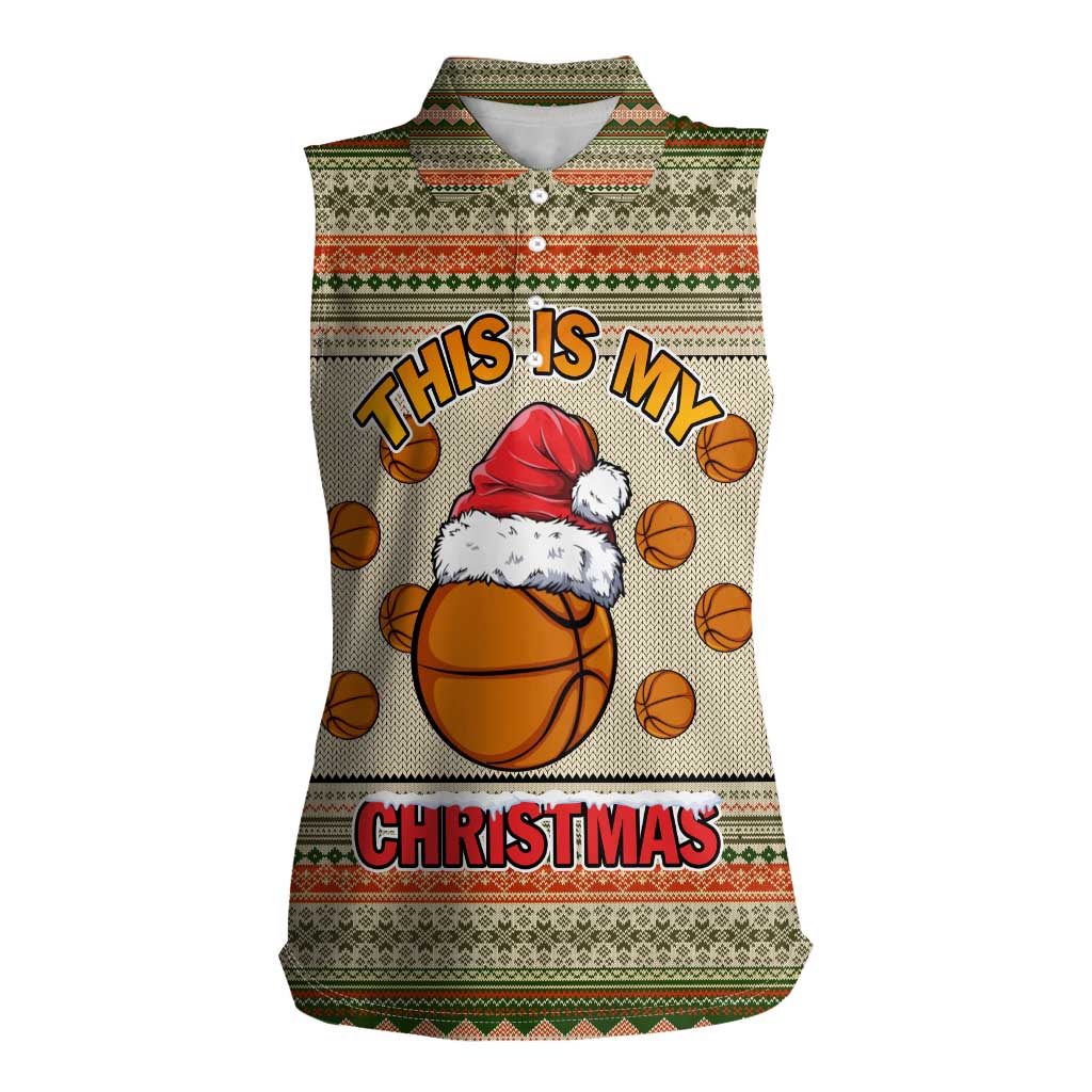 Basketball Winter Christmas Women Sleeveless Polo Shirt Xmas Holiday Patterns - Wonder Print Shop