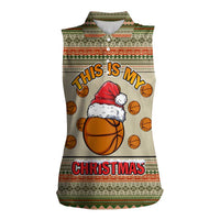 Basketball Winter Christmas Women Sleeveless Polo Shirt Xmas Holiday Patterns - Wonder Print Shop