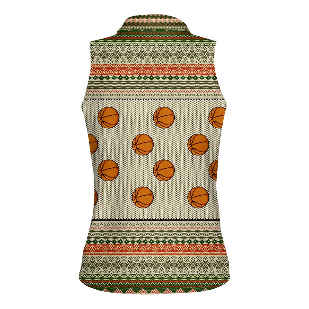Basketball Winter Christmas Women Sleeveless Polo Shirt Xmas Holiday Patterns - Wonder Print Shop