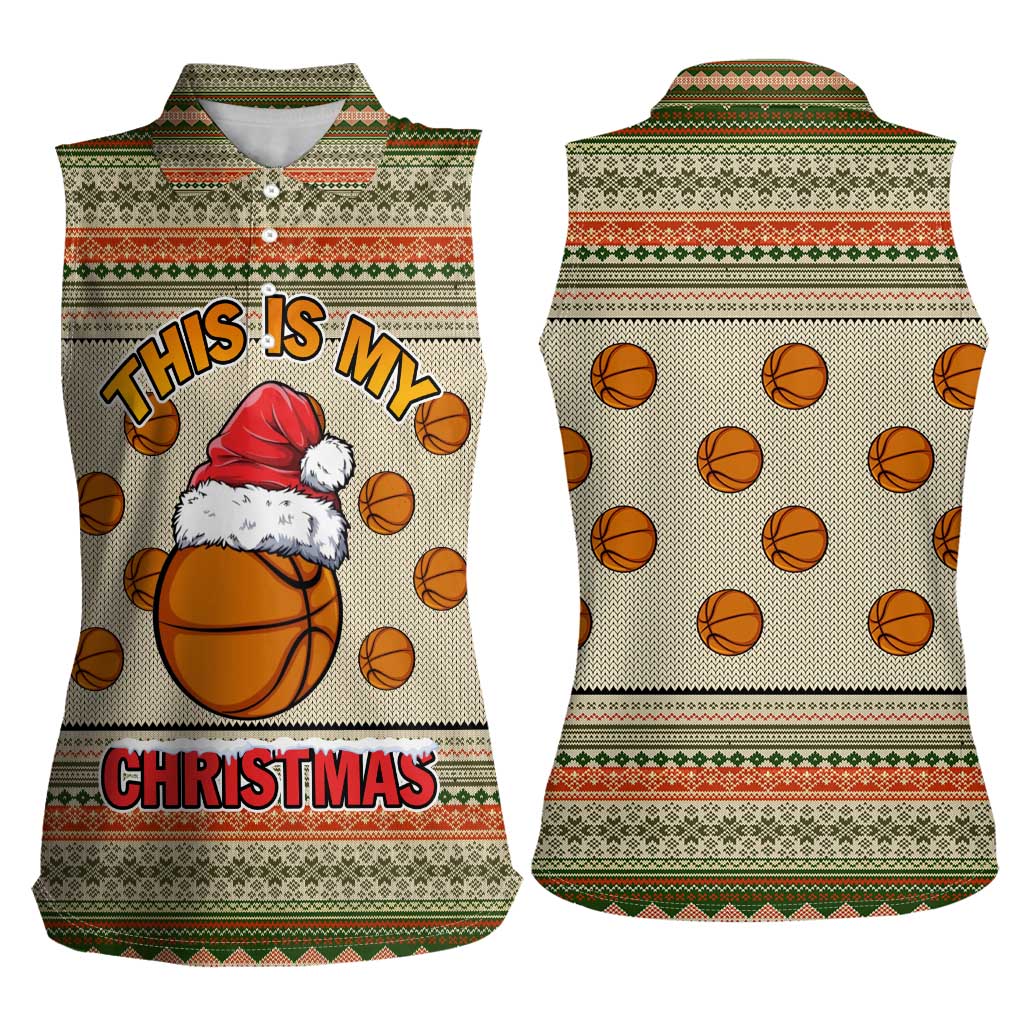 Basketball Winter Christmas Women Sleeveless Polo Shirt Xmas Holiday Patterns - Wonder Print Shop
