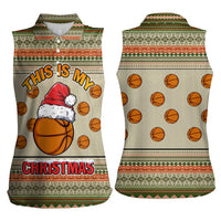 Basketball Winter Christmas Women Sleeveless Polo Shirt Xmas Holiday Patterns - Wonder Print Shop