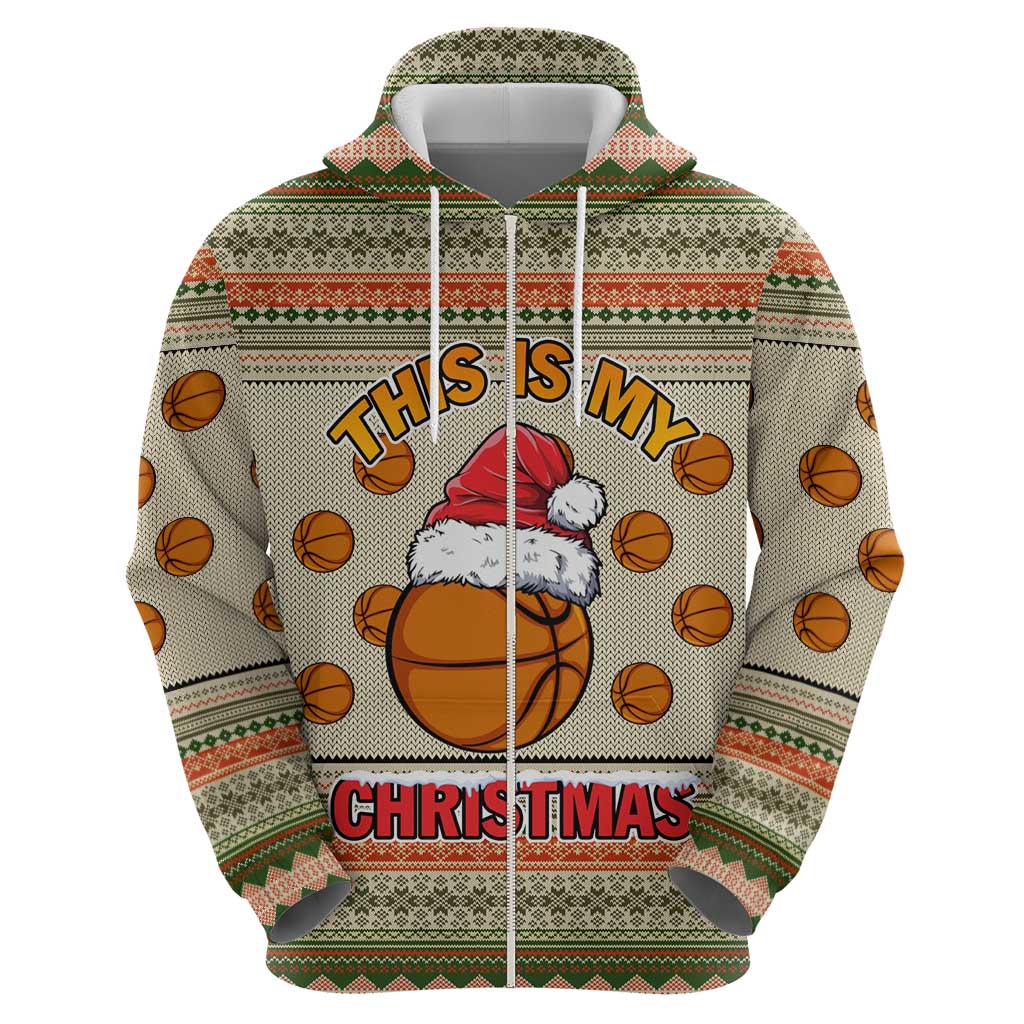 Basketball Winter Christmas Zip Hoodie Xmas Holiday Patterns - Wonder Print Shop