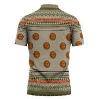 Basketball Winter Christmas Zipper Polo Shirt Xmas Holiday Patterns - Wonder Print Shop