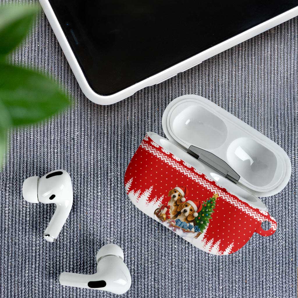 Beagle Dashing Dog Christmas AirPods Case Xmas Holiday Patterns - Wonder Print Shop