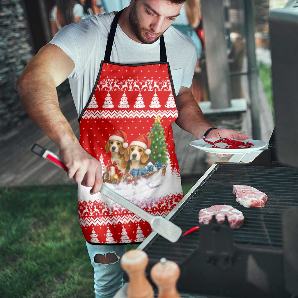 Beagle Dashing Dog Christmas Apron Xmas Holiday Patterns - Wonder Print Shop