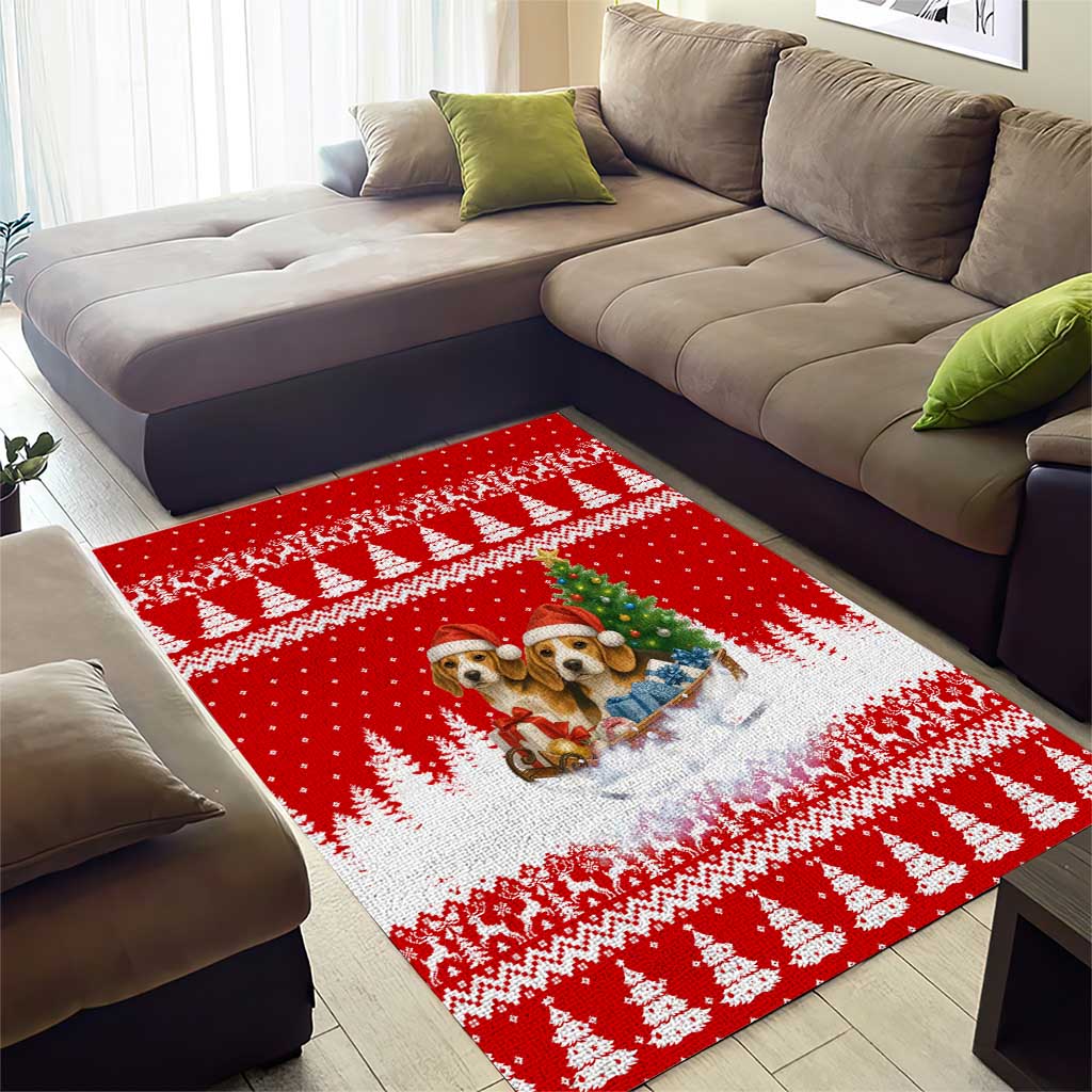 Beagle Dashing Dog Christmas Area Rug Xmas Holiday Patterns - Wonder Print Shop