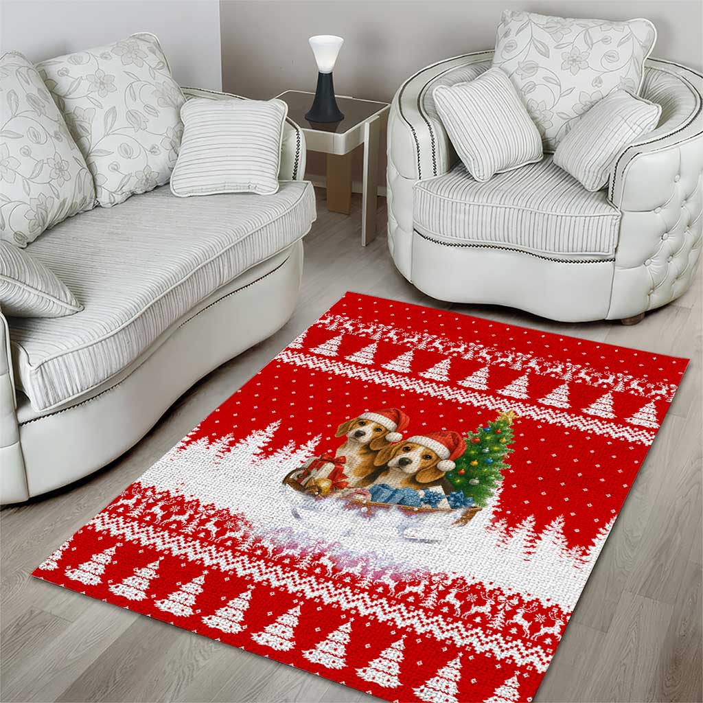 Beagle Dashing Dog Christmas Area Rug Xmas Holiday Patterns - Wonder Print Shop