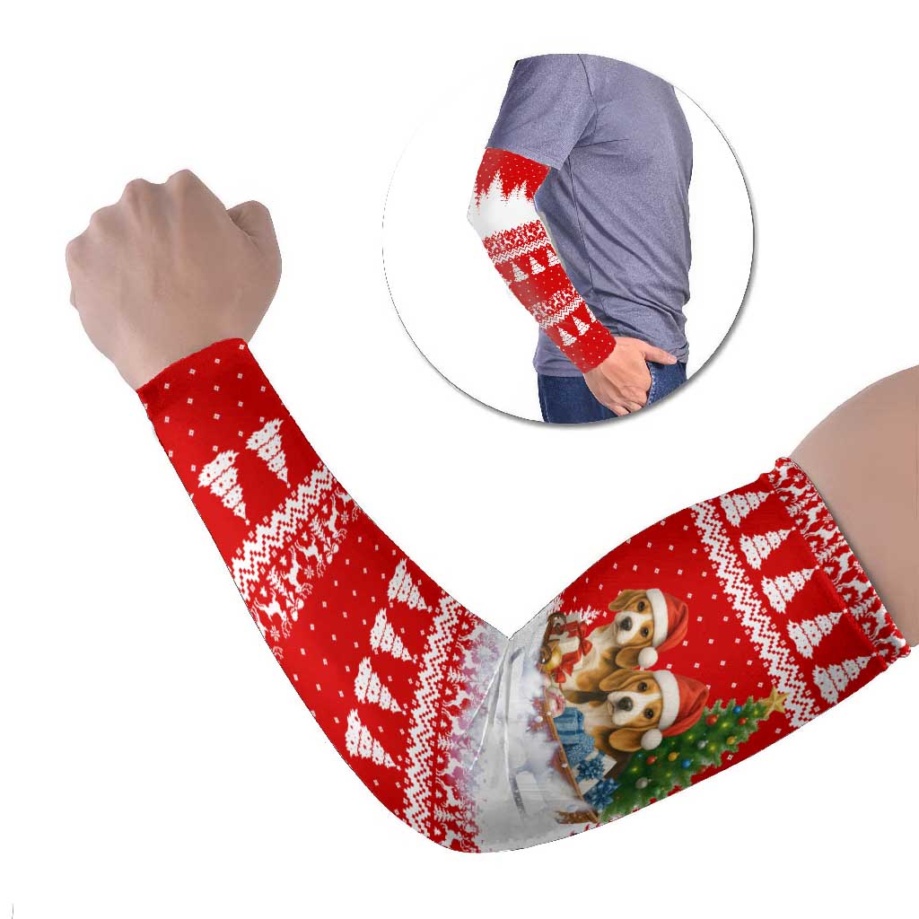 Beagle Dashing Dog Christmas Arm Sleeves Xmas Holiday Patterns - Wonder Print Shop