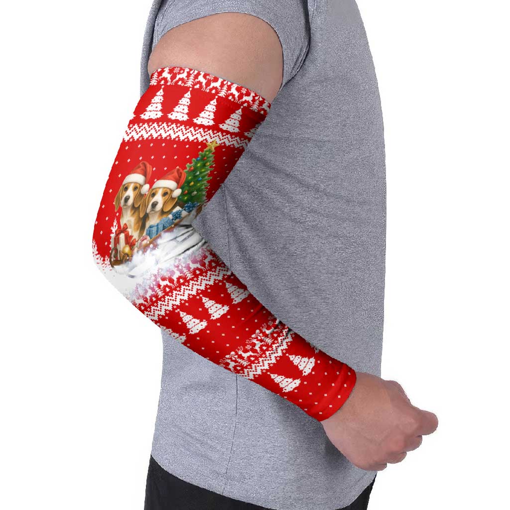 Beagle Dashing Dog Christmas Arm Sleeves Xmas Holiday Patterns - Wonder Print Shop